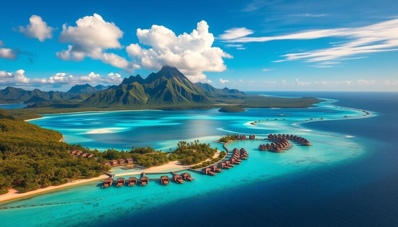 isla bora bora de agua turquesa